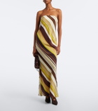 SIR Striped silk maxi dress