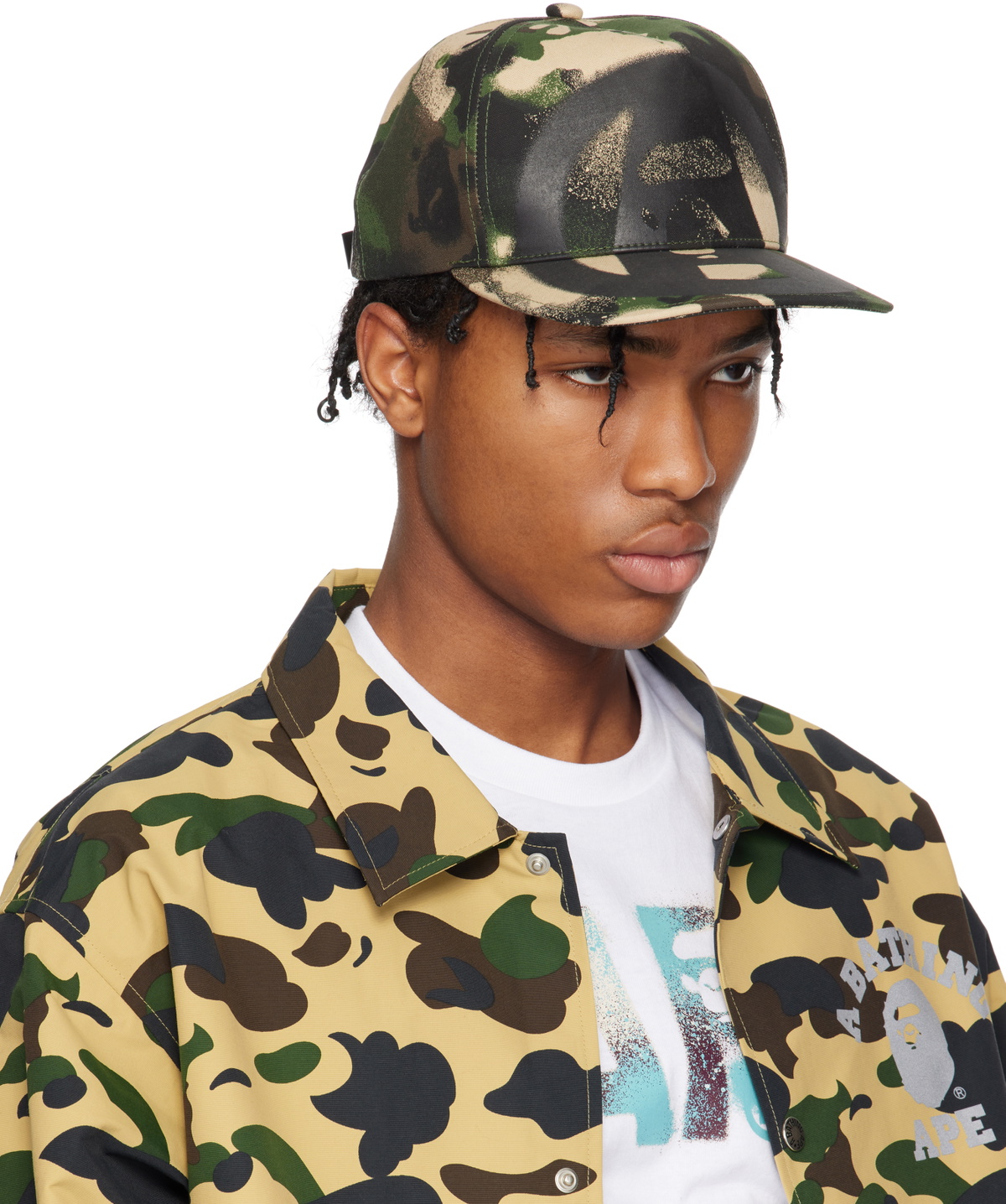 BAPE Green & Beige Map Camo Cap