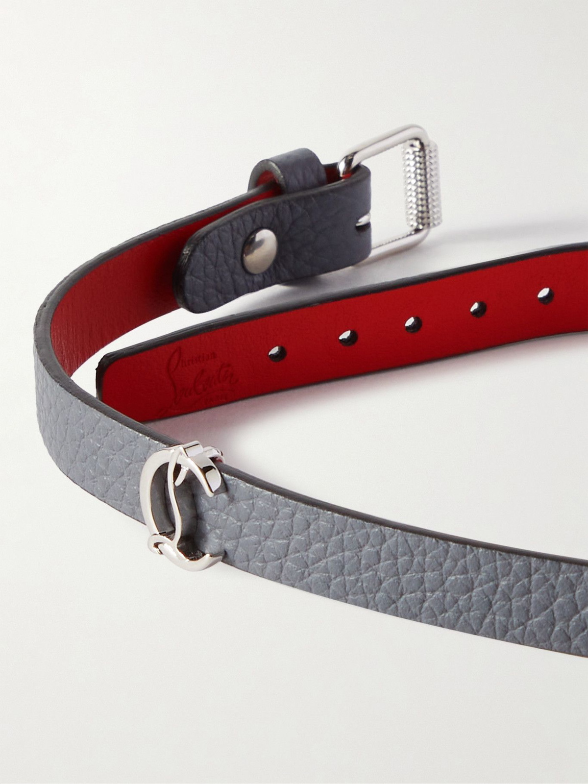 Christian Louboutin - Silver-Tone and Full-Grain Leather Wrap Bracelet