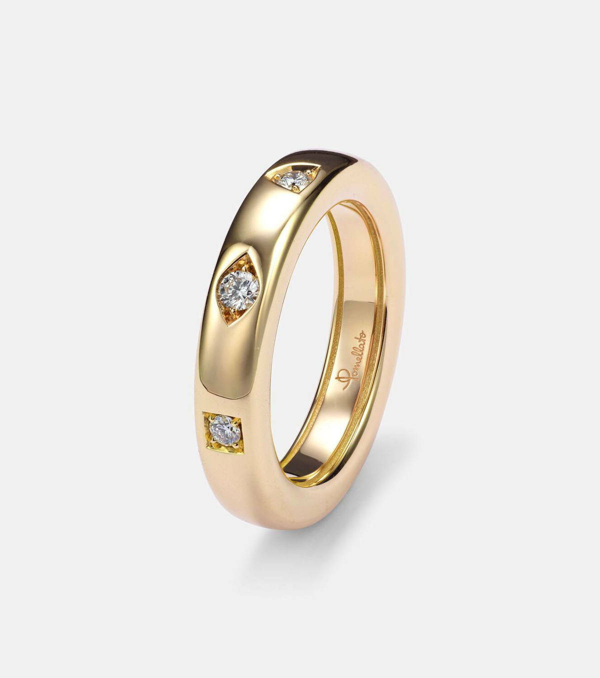 Pomellato Iconica Extra Slim 18kt rose gold ring with diamonds