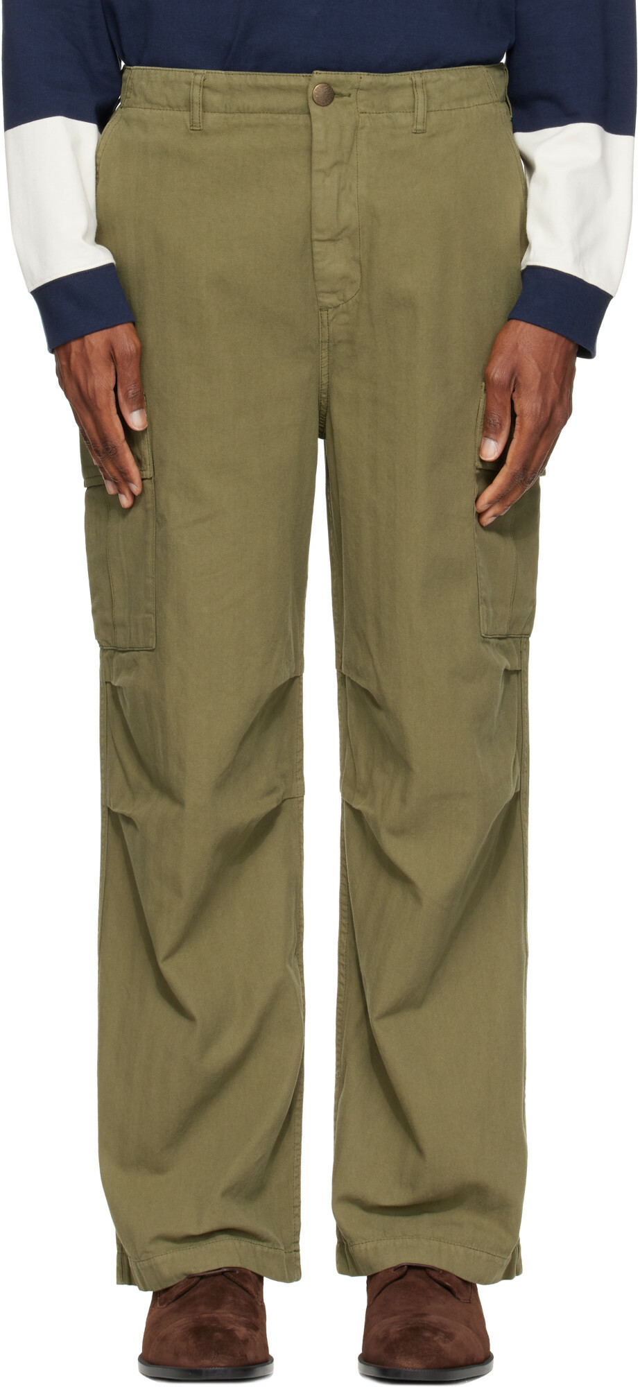 Palmes Green Herringbone Cargo Pants