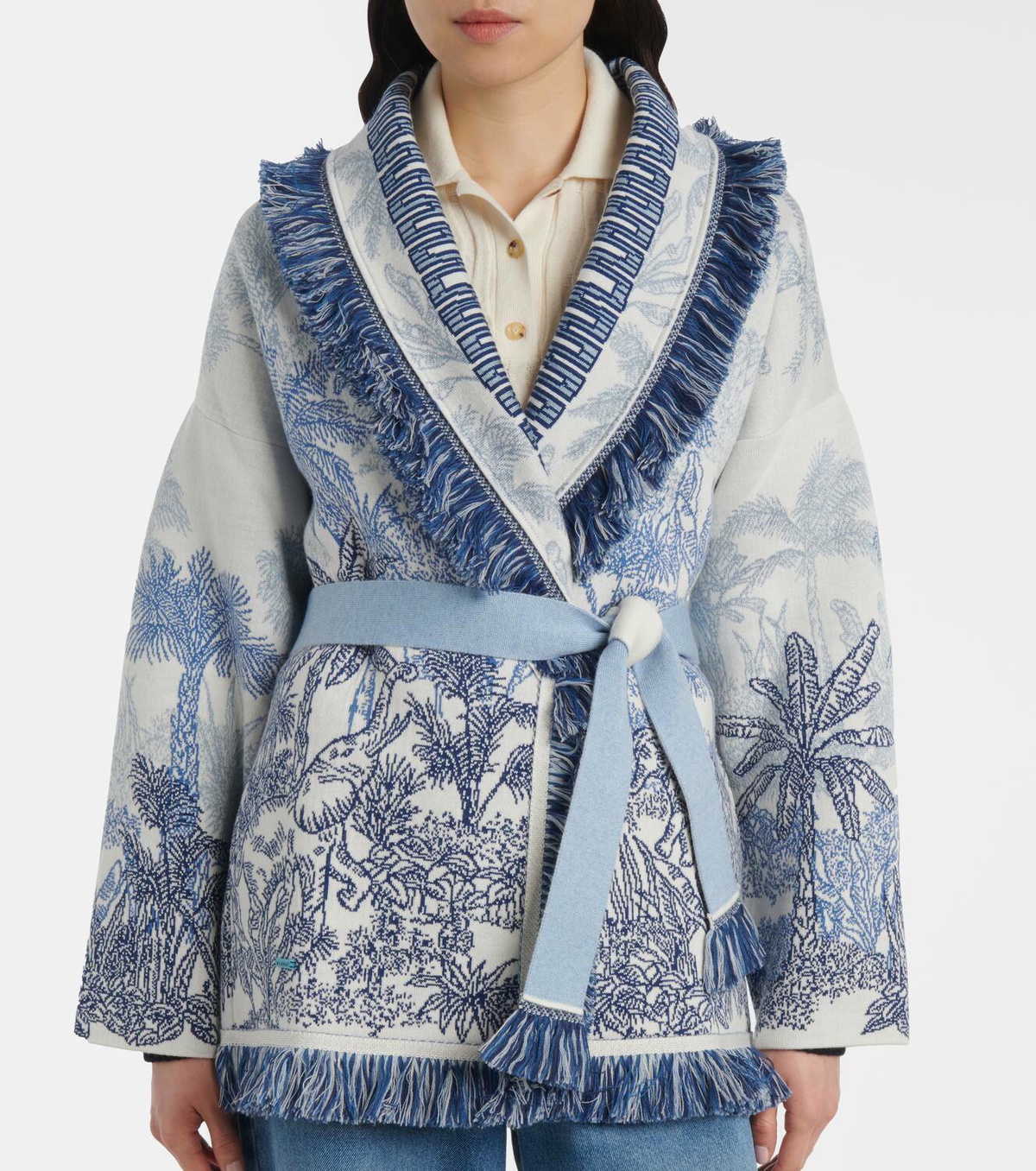 Alanui Jungle Toile De Jouy jacquard cardigan Alanui