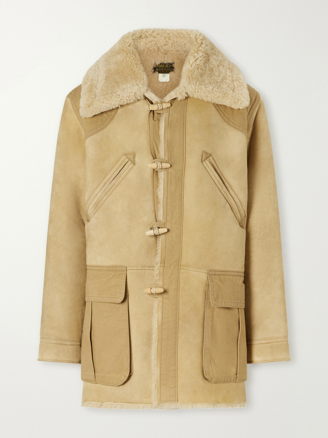 RRL - Canvas-Trimmed Shearling Jacket - Neutrals