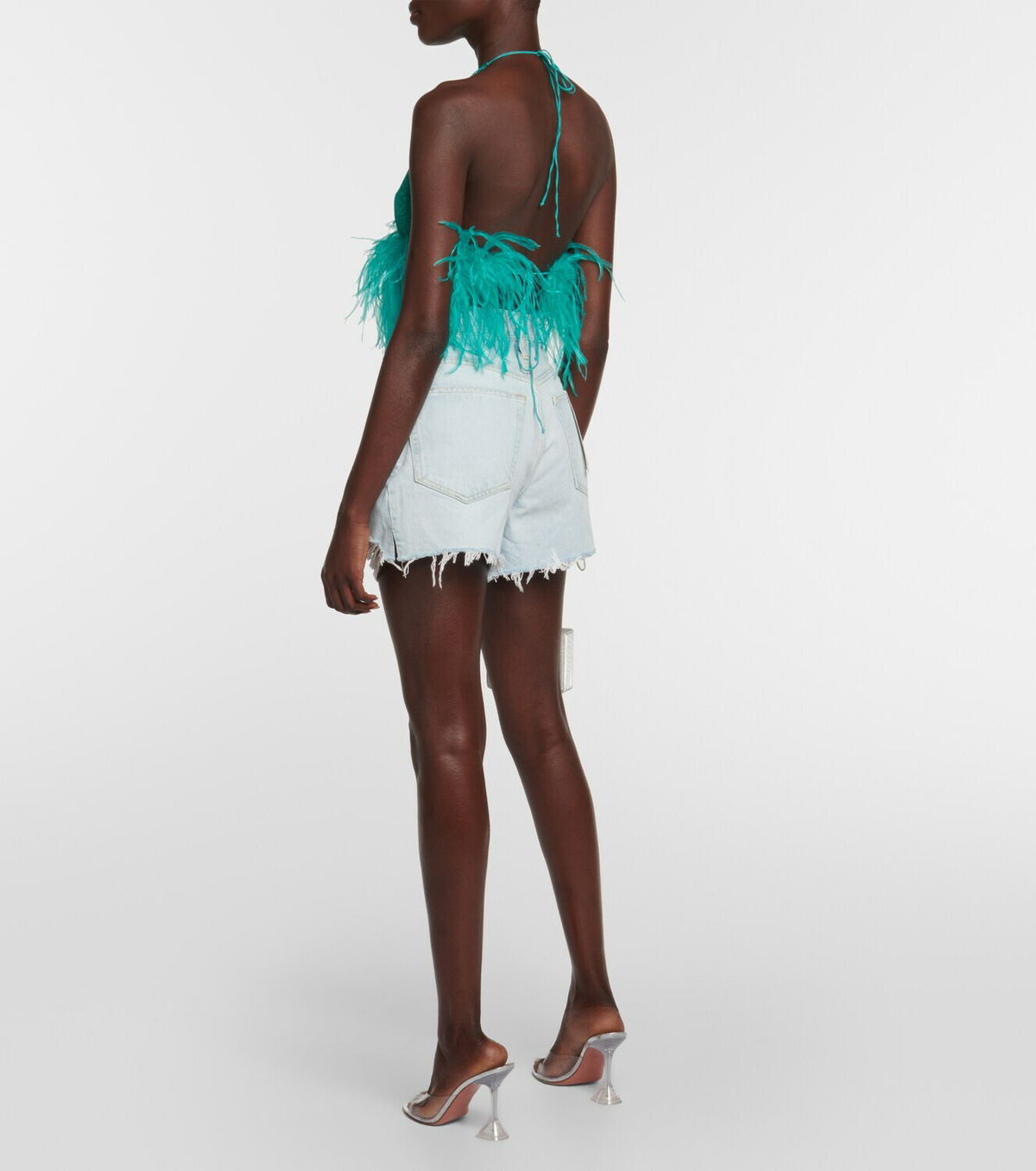 Oséree Lumière Plumage halterneck crop top