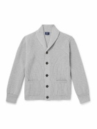 William Lockie - Duncan Shawl-Collar Ribbed Merino Wool and Cashmere-Blend Cardigan - Gray