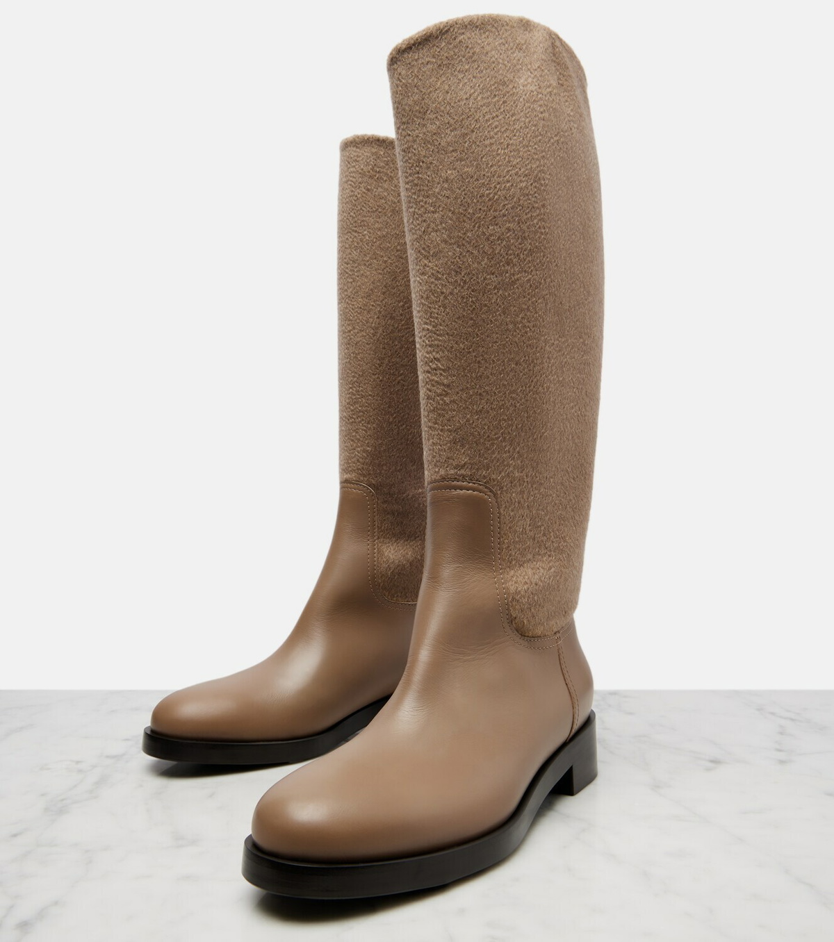 Max Mara Cashmere and leather knee-high boots