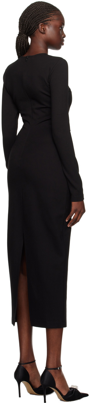 knee length dresses for ladies HALEIA Black Velvet Blend Off Shoulder Lace Midi Dress
