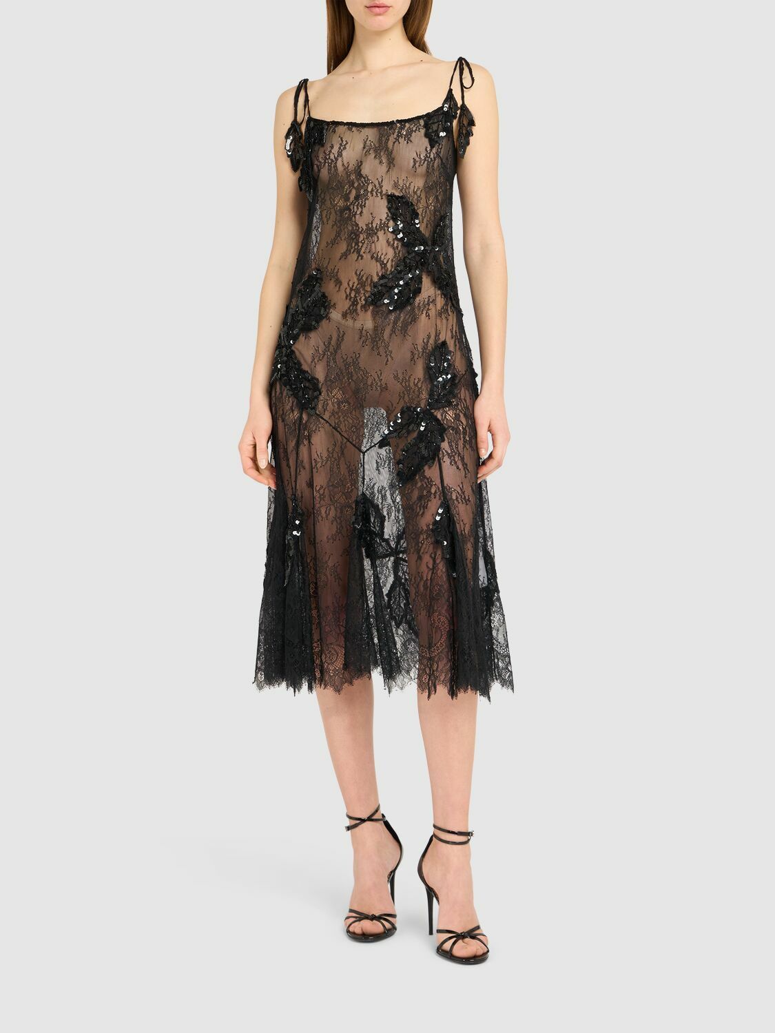 BLUMARINE Embroidered Lace Midi Dress Blumarine