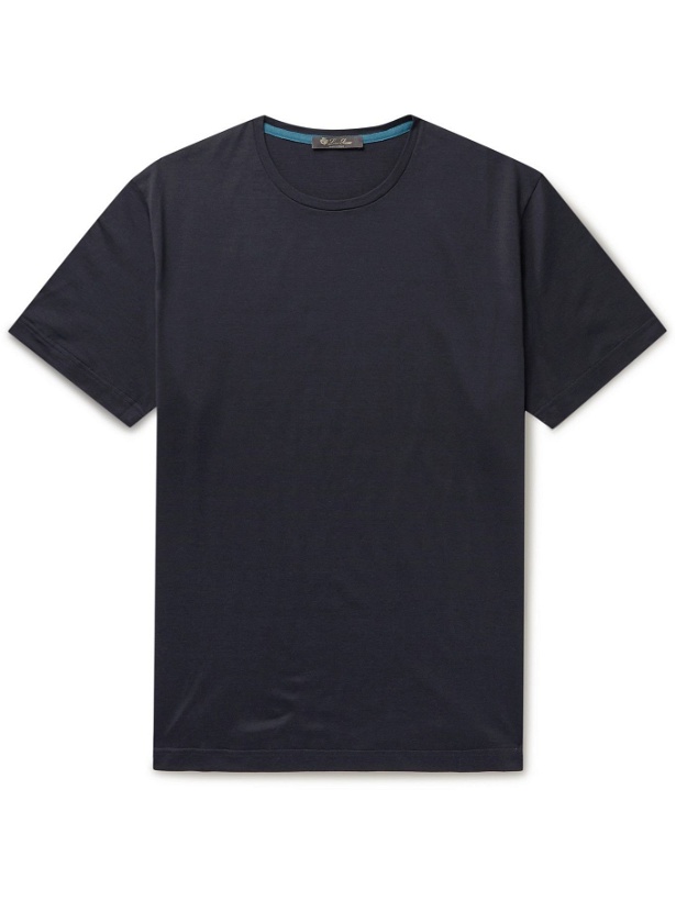 Photo: LORO PIANA - Slim-Fit Silk and Cotton-Blend Jersey T-Shirt - Blue