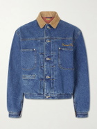 Human Made - Corduroy-Trimmed Logo-Embroidered Denim Jacket - Blue