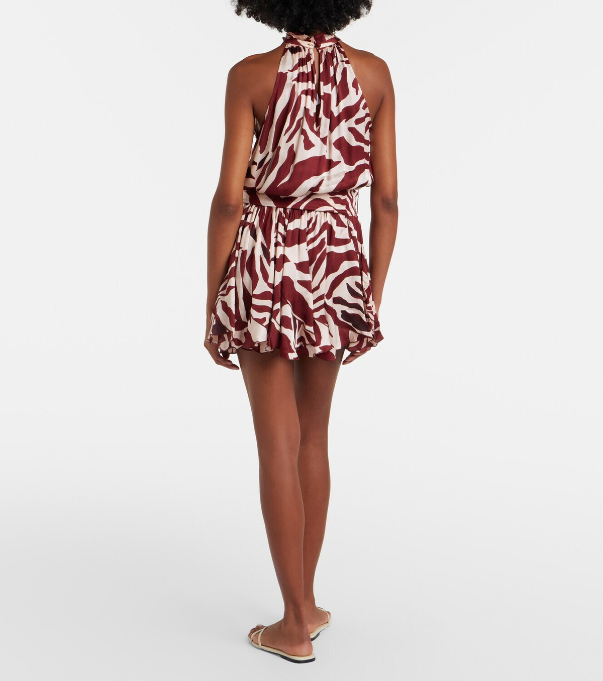 Poupette St Barth Bianca printed halterneck satin minidress