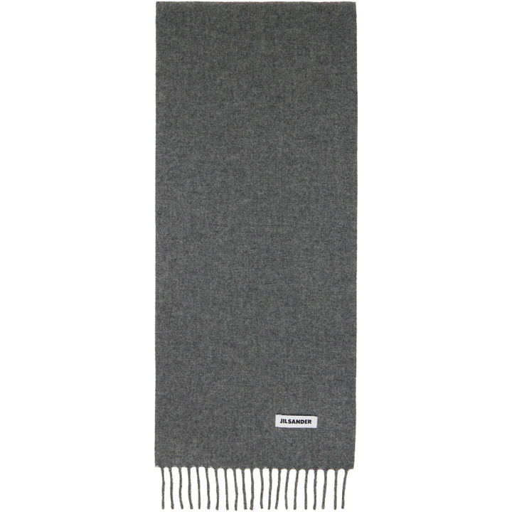 Photo: Jil Sander Gray Slim Wool Scarf
