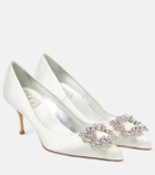 Roger Vivier Flower Strass embellished satin pumps