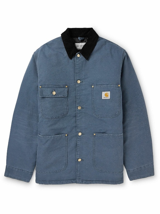 Photo: Carhartt WIP - OG Chore Logo-Appliquéd Corduroy-Trimmed Padded Organic Cotton-Canvas Jacket - Blue