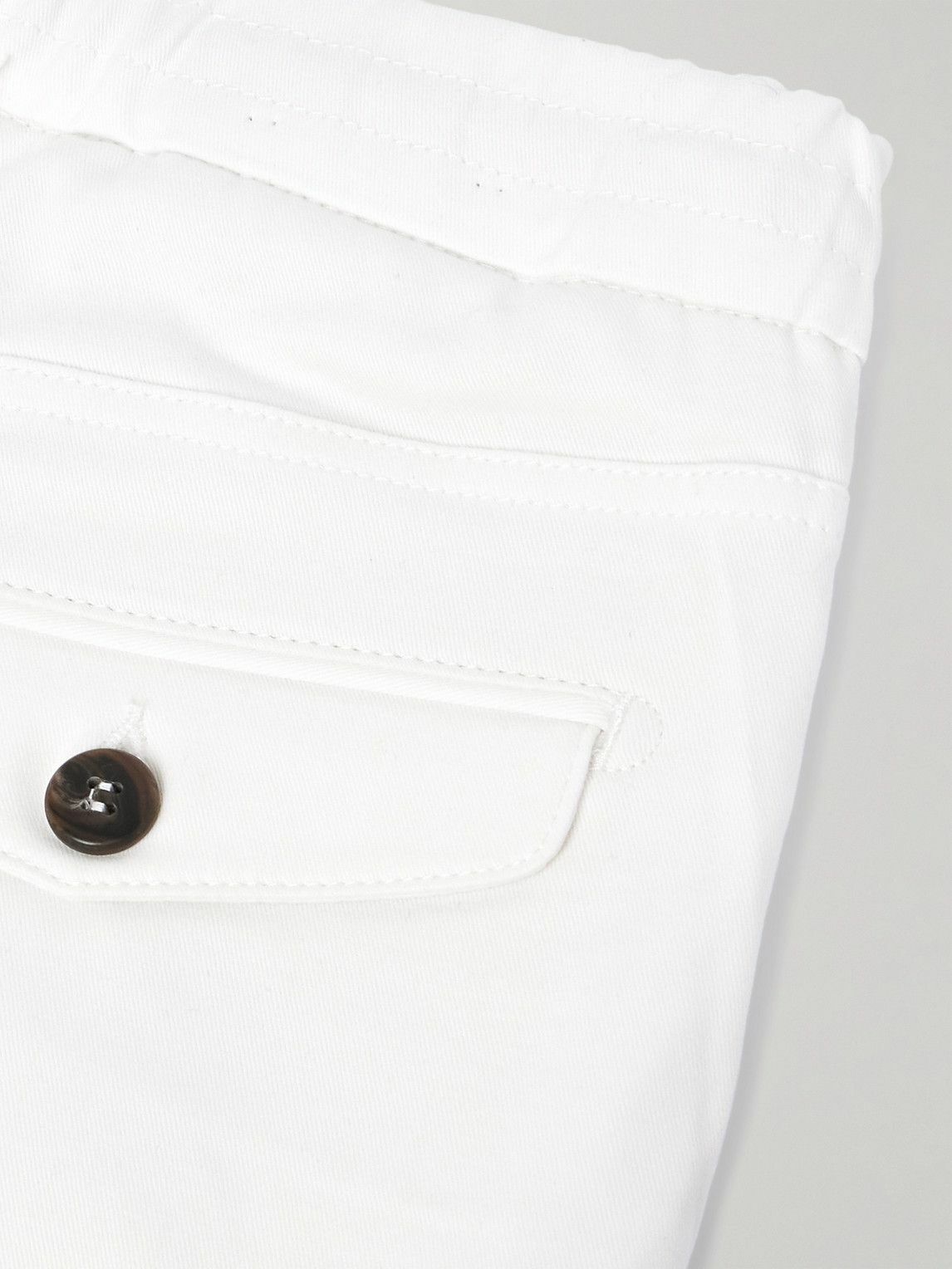 Eleventy - Straight-Leg Pleated Cotton-Blend Twill Trousers - White