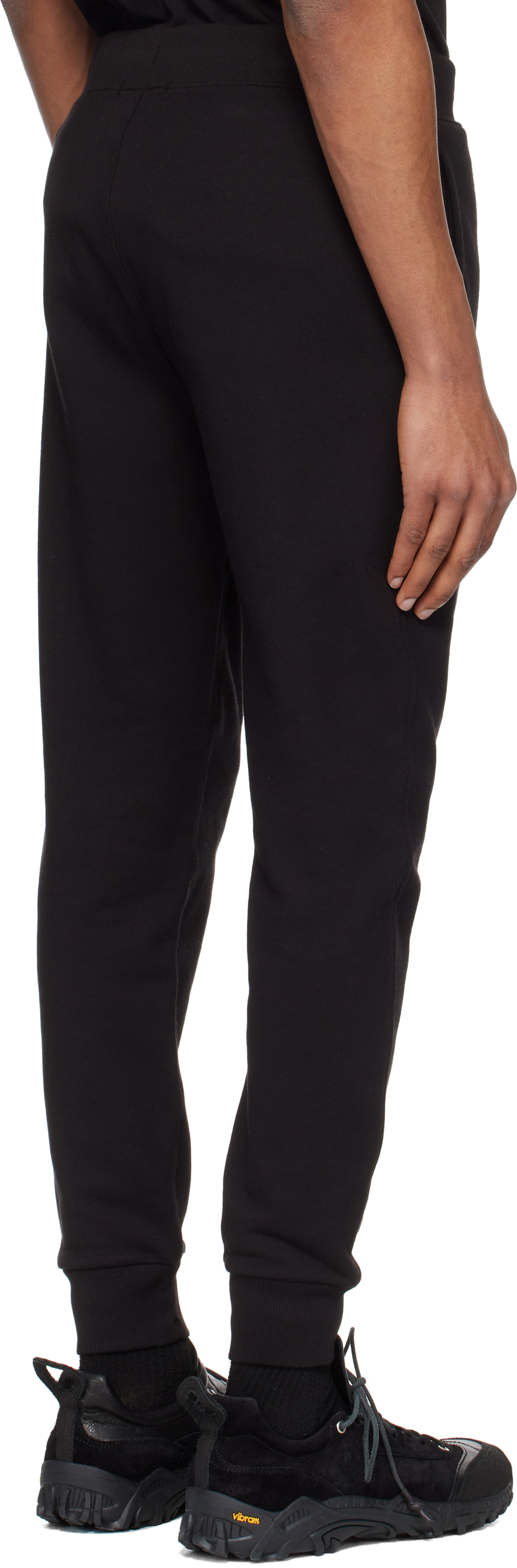 C.P. Company Black Diagonal Raised Fleece Lens Sweatpants