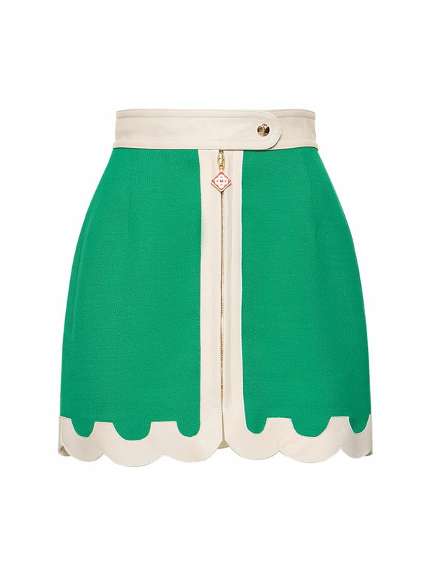 Photo: CASABLANCA - Scallopped Hem Bicolor Zip Mini Skirt