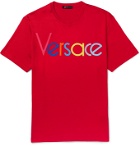 Versace - Logo-Embroidered Cotton-Jersey T-Shirt - Red