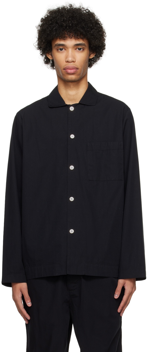 Tekla Black Long Sleeve Pyjama Shirt Tekla Fabrics