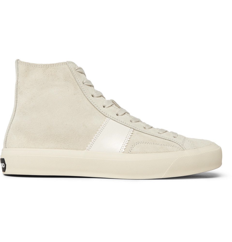 TOM FORD - Cambridge Leather-Trimmed Suede High-Top Sneakers - Men 