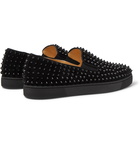 Christian Louboutin - Roller-Boat Spiked Suede Slip-On Sneakers - Black