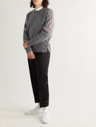 THOM BROWNE - Striped Wool and Mohair-Blend Sweater - Gray
