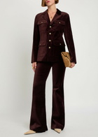 Paige Marlow Flared-leg Velvet Trousers Aubergine