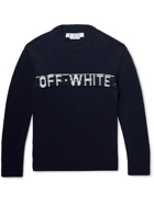 Off-White - Logo-Jacquard Cotton-Blend Sweater - Black