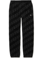 Fendi - Tapered Logo-Jacquard Cotton-Blend Velvet Sweatpants - Black