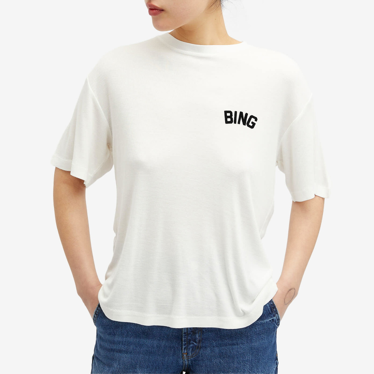 ANINE BING アニービング ANINE BING/半袖カットソー サイズ:S LOUIS TEE HOLLYWOOD A-08-10022   ホワイト レディース / 241005006413 Anine Bing Women's Louis T-Shirt Hollywood in Ivory ANINE BING