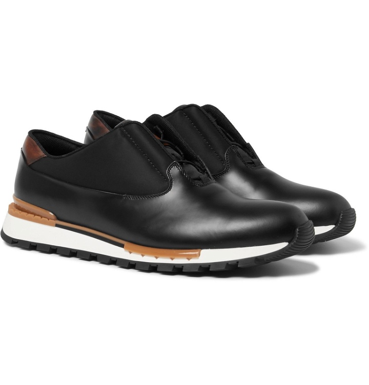 Photo: Berluti - Fast Track Tornio Leather and Shell Sneakers - Black