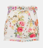 Camilla Sew Yesterday floral lace-trimmed linen shorts