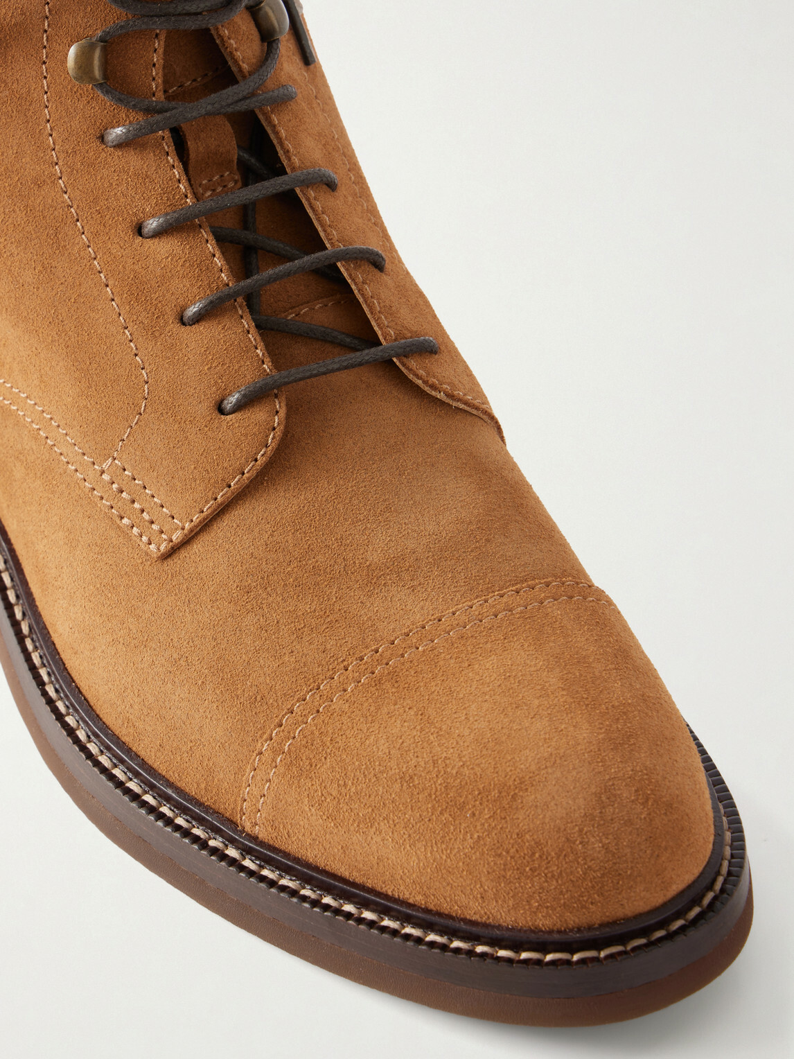 Brunello Cucinelli - Suede Lace-Up Boots - Brown