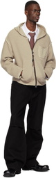 Andersson Bell Beige Heart Logo Zip-Up Hoodie