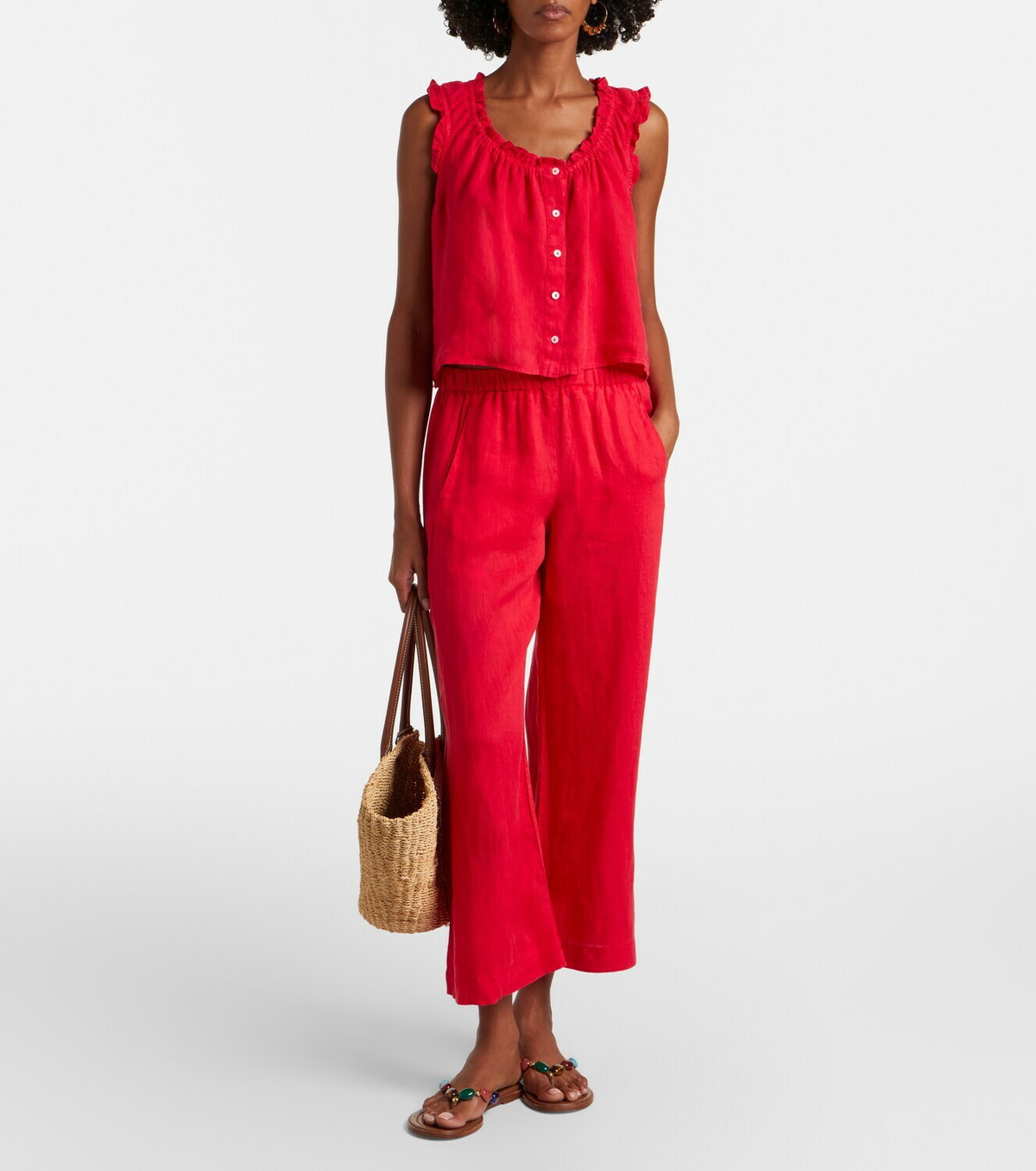 Velvet Tana ruffled linen top