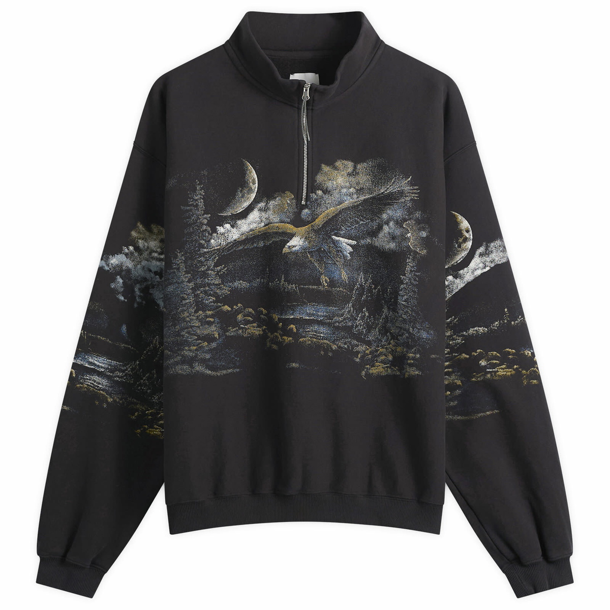 ROA Men's Fai Half Zip Sweatshirt in Washed Black