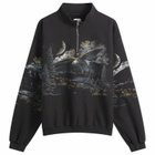 ROA Men's Fai Half Zip Sweatshirt in Washed Black