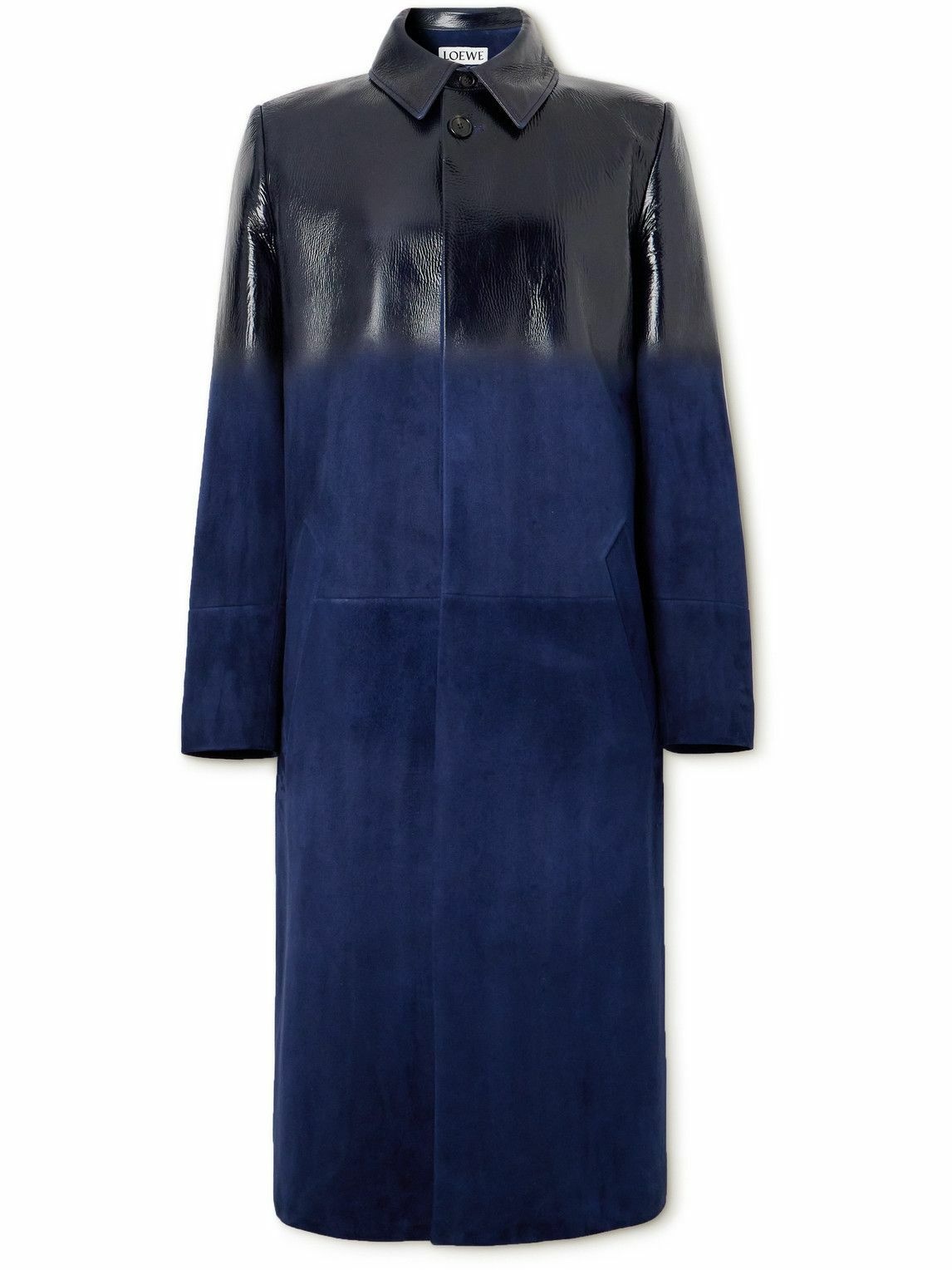 Photo: LOEWE - Textured-Leather and Suede Coat - Blue