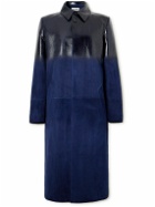 LOEWE - Textured-Leather and Suede Coat - Blue