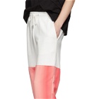 Feng Chen Wang White and Pink Contrast Striped Lounge Pants