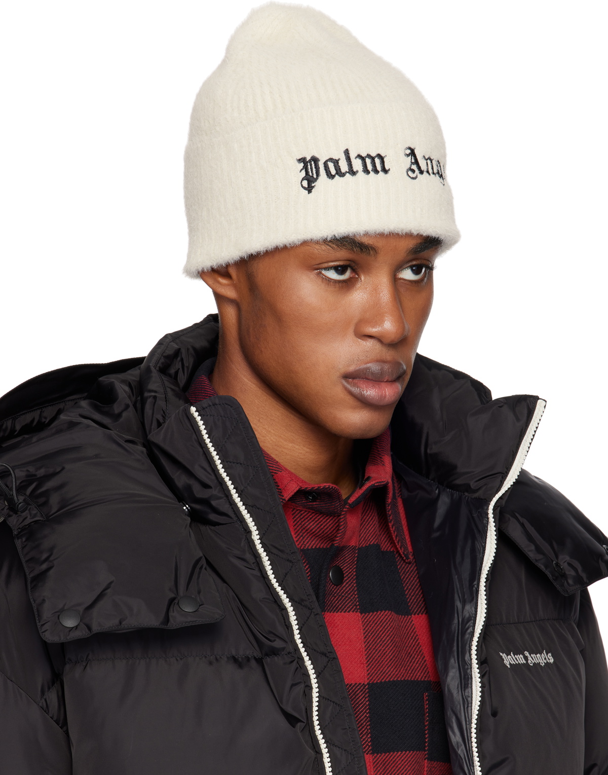 Palm Angels Off-White Classic Logo Maxi Beanie Palm Angels
