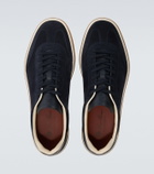 Loro Piana Tennis leather-trimmed suede sneakers