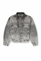 Diesel Denim trucker jacket with tonal leather trims - Denim Jackets - Unisex - Grey