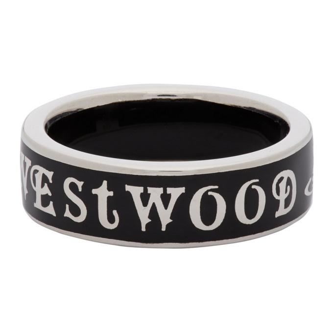 Vivienne Westwood Silver and Black Conduit Street Ring Vivienne