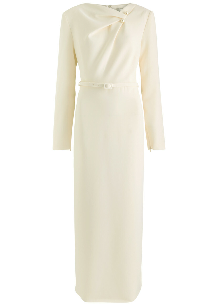 Roland Mouret Embellished Crepe Midi Dress Cream Roland Mouret