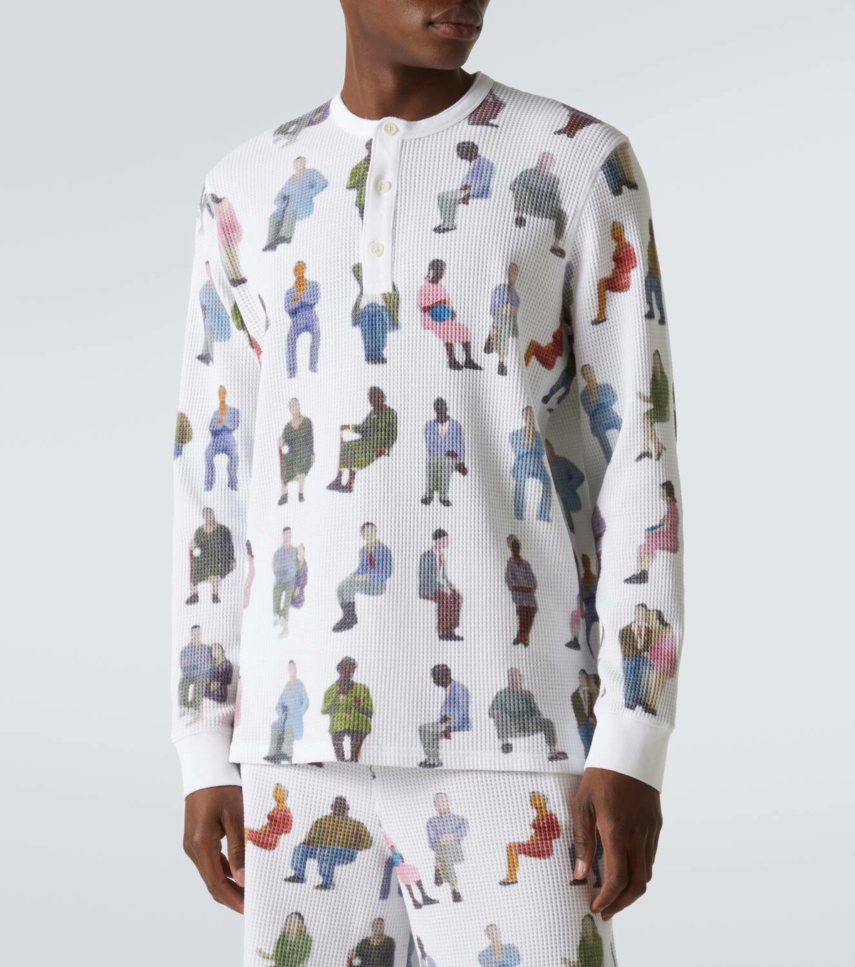 JW Anderson Printed waffle-knit cotton Henley shirt JW Anderson