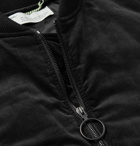 Off-White - Oversized Logo-Embellished Cotton-Blend Velour Bomber Jacket - Black