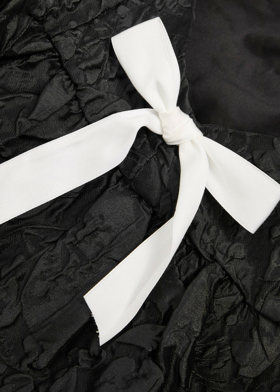Sister Jane Lucia Floral-jacquard Cloqué Mini Dress Black