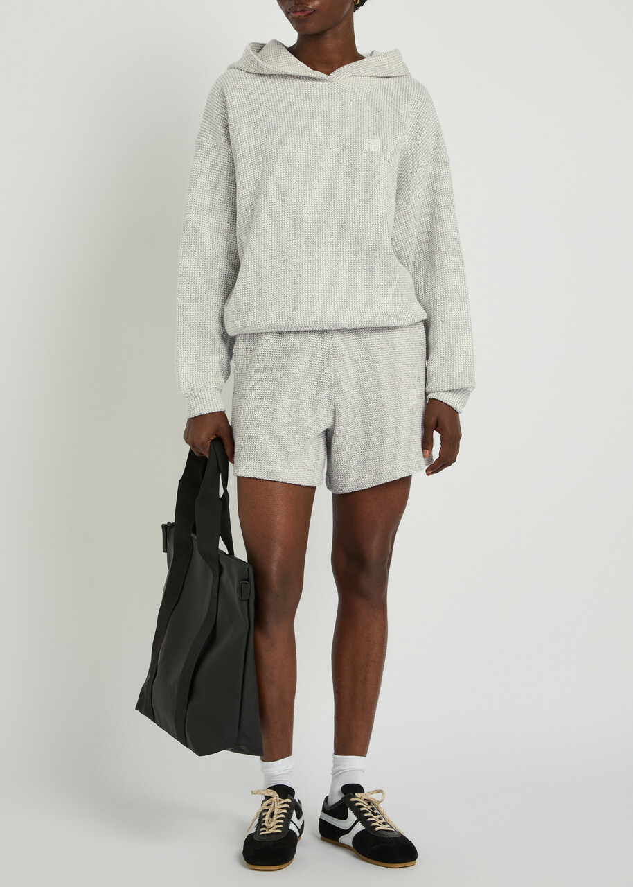 Anine Bing Alec Hooded Marled Cotton-blend Jumper Multicoloured