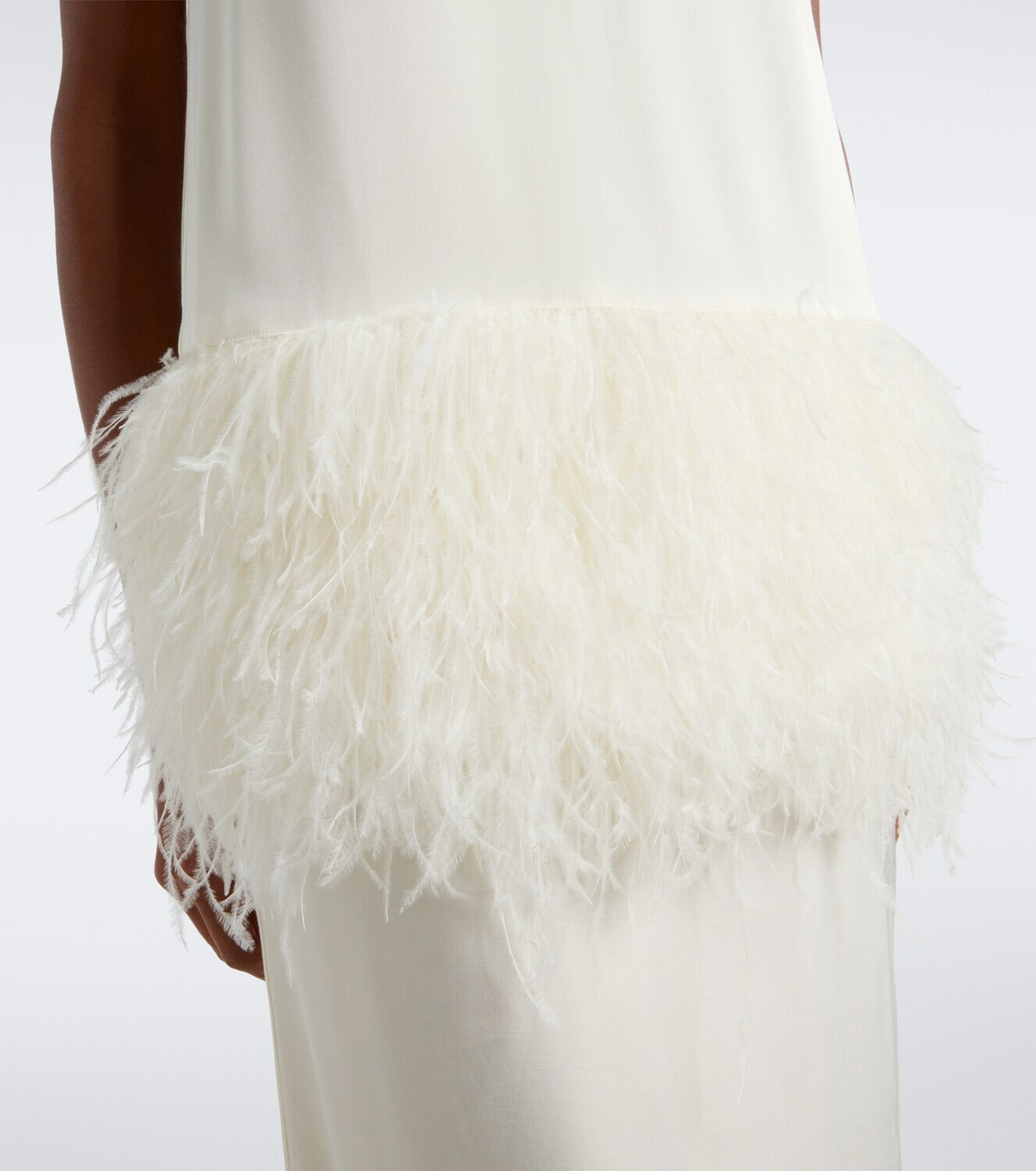 Loulou de Saison Sonia feather-trimmed midi dress